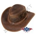 Náhled obrázku Klobouk western kůže voskovaná štípenky ozdobný pásek