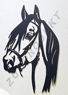 Velký obrázek Dekorace dřevěná na zeď kůň  cca 29x37cm